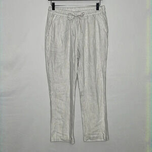 Oslo Linen Blend Striped Crops with Cuffs - NEW - Size 8P